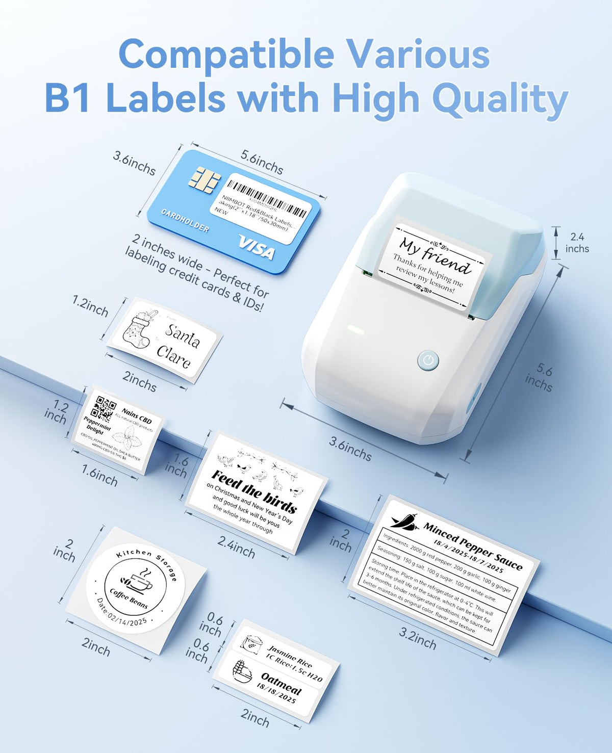 NIIMBOT B1 2-Inch Label Maker, Portable Thermal Printer for Small Business