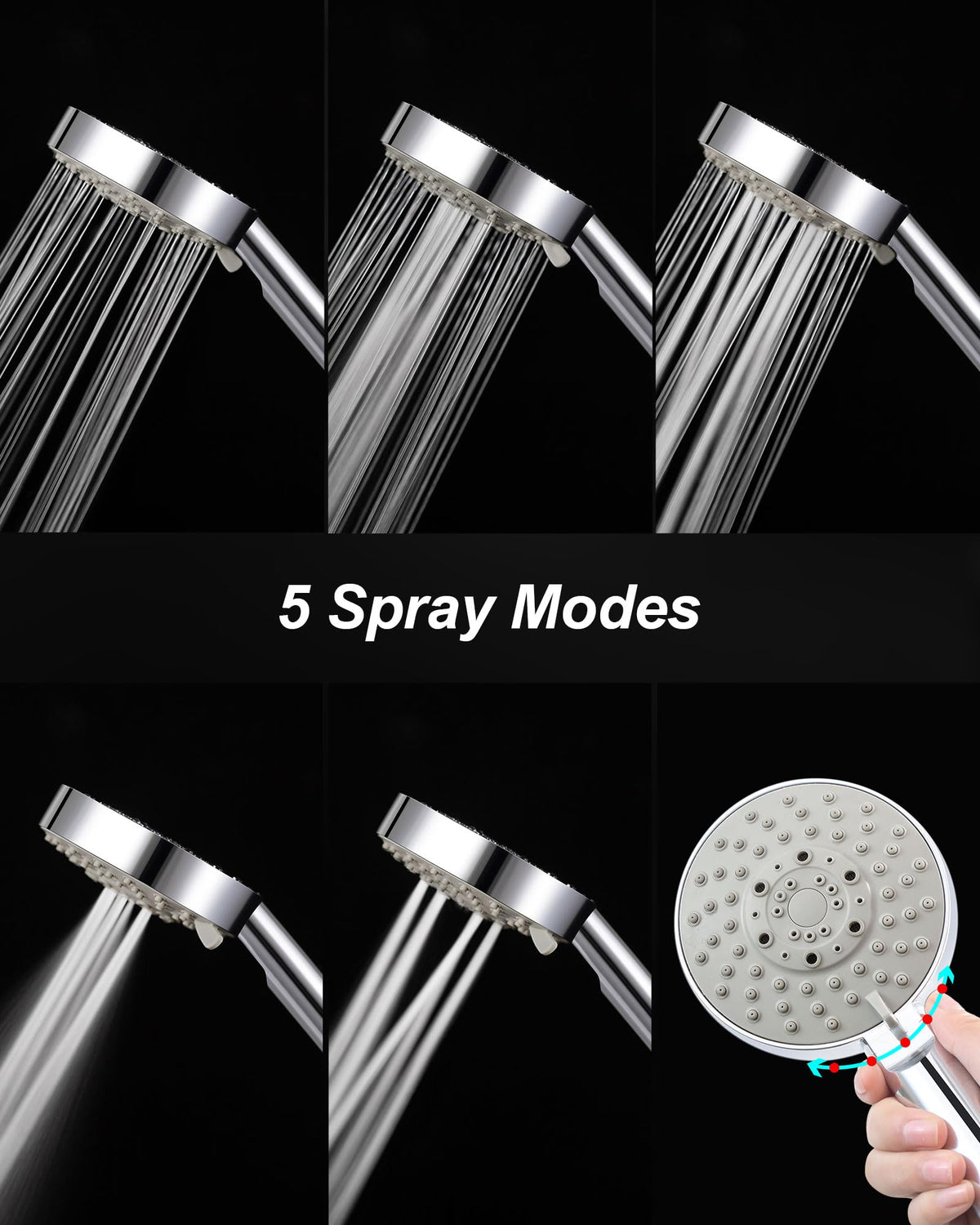 Magichome Shower Head, High Pressure Shower Head with 5 Spray Modes