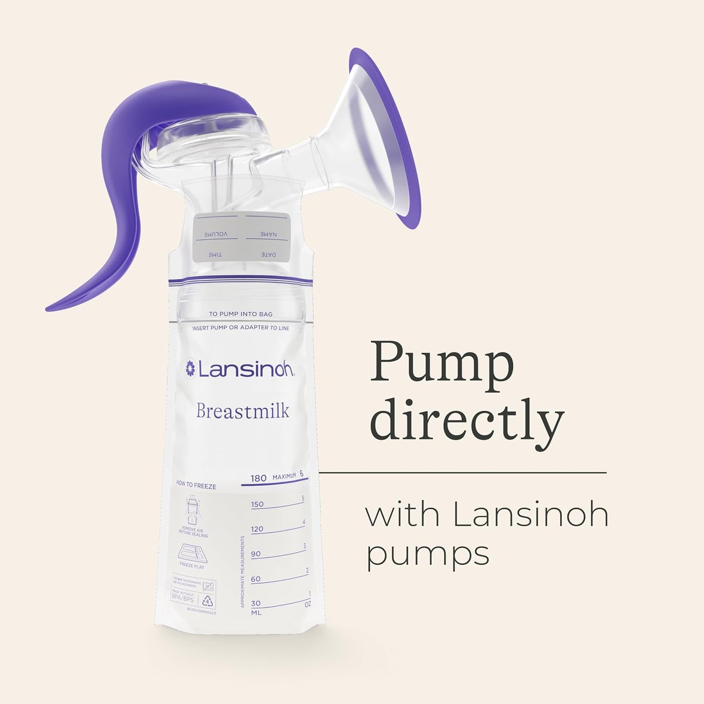 Lansinoh Breast Milk Storage Bags - Pre-Sterilised, Leakproof & BPA/BPS-Free - Fridge & Freezer Breastmilk Pouches - Pump into bag with Lansinoh Breast Pumps - Breastfeeding Essentials - 50 Pack