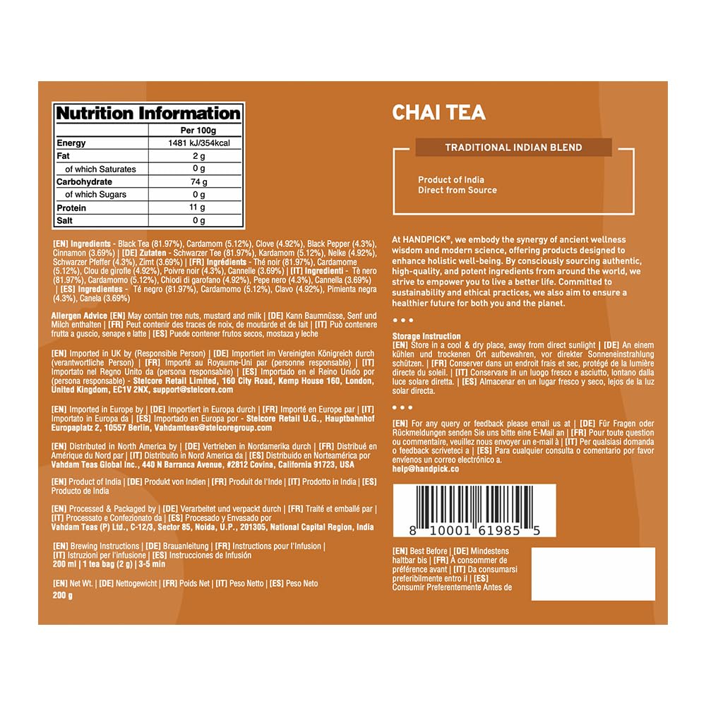 HANDPICK, Spearmint Tea Bags (100 Count), Spearmint Leaf Tea Bags