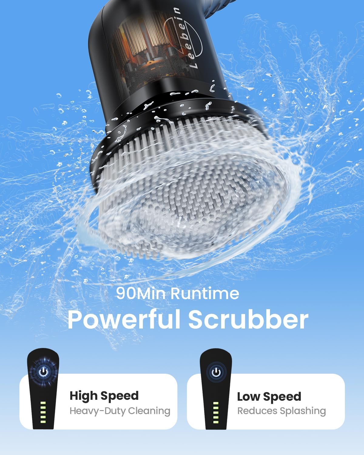 Leebein Electric Spin Scrubber, Cordless Cleaning Brush for Bathroom, Home