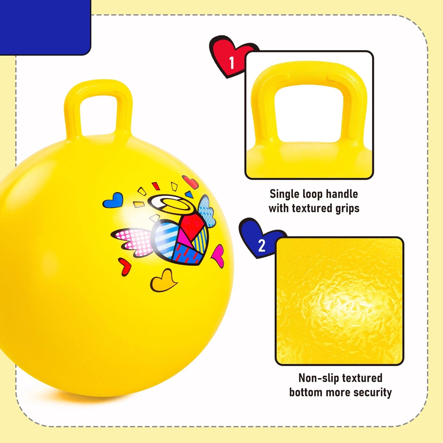 Vastoy 20 Inch Space Hopper Ball for Kids 6-9 Years - Anti-Slip Space Hopper with Hand Pump, Bouncy Inflatable Ride On Toy for Indoor Outdoor Fun, for Children (Blue Eyes)