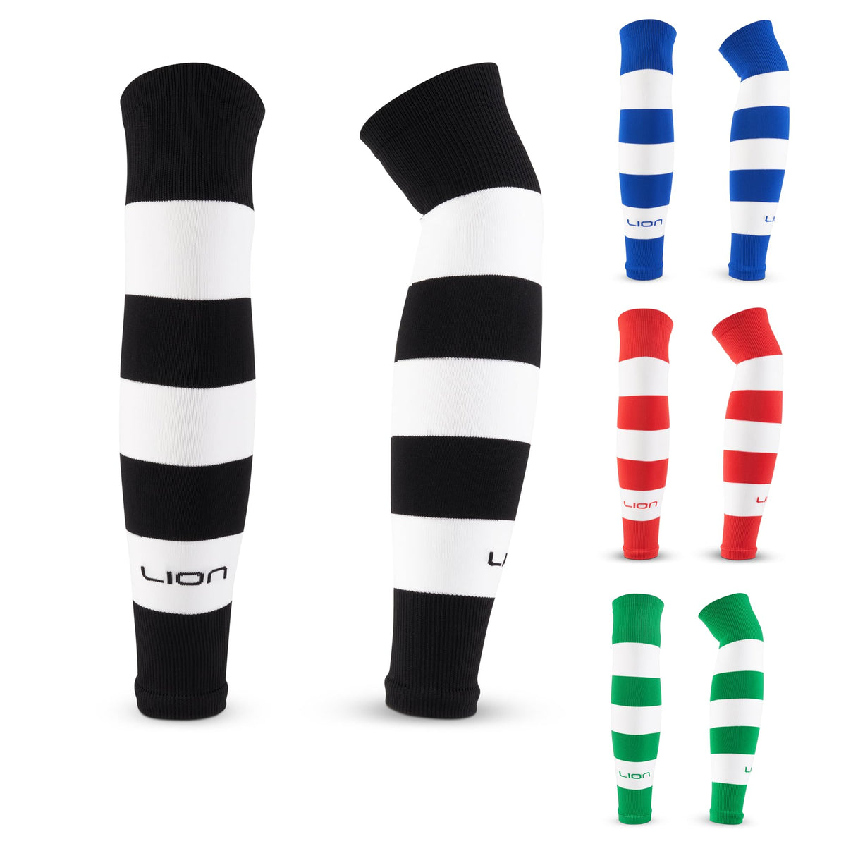 LION SPORTSWEAR Football Sock Sleeves To Accompany Grip Socks - Fits Over Calf/Shin Pads - Variety Of Colors To Match Your Team Kit