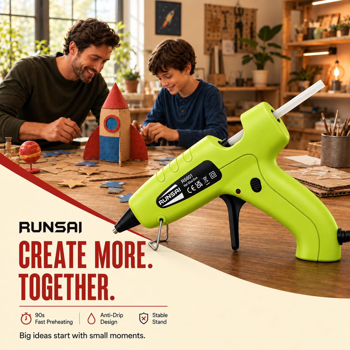 RUNSAI Hot Glue Sticks for Glue Gun 7mm x 130mm, 50 Pack