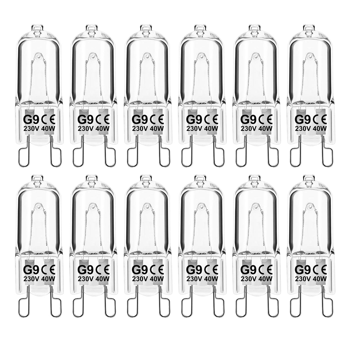 G9 Halogen Light Bulbs, 28W 2700K Warm White 230V Dimmable Capsule Bulbs, Non-Flicker - 12 Pack