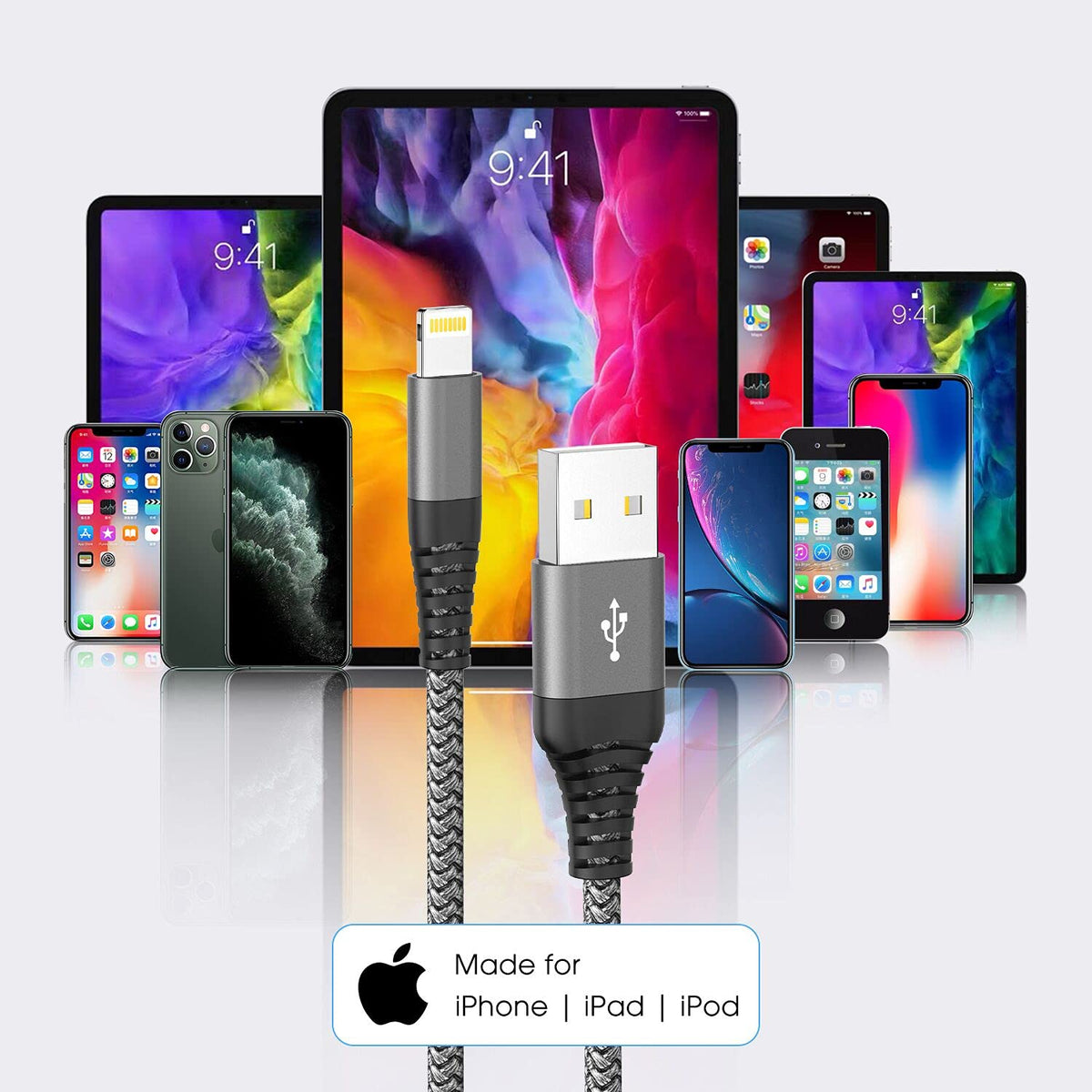 iPhone Charger,3Pack 6FT/1.8M MFi Certified Lightning Cable Fast Charging