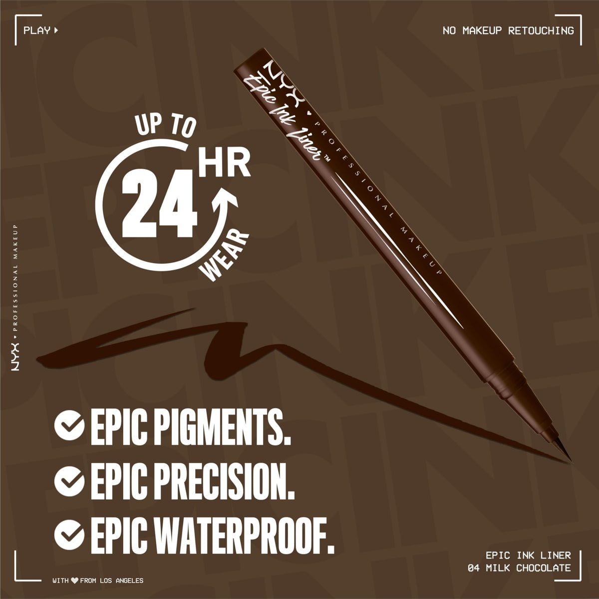 NYX Professional Makeup Eye Liner, Epic Ink Waterproof Liner, Black