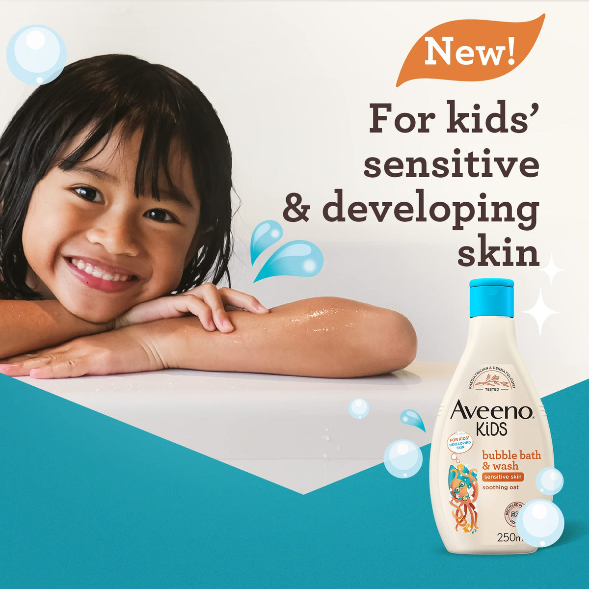 Aveeno Kids Bubble Bath & Wash for Sensitive Skin 250ml Gruffalo Edition