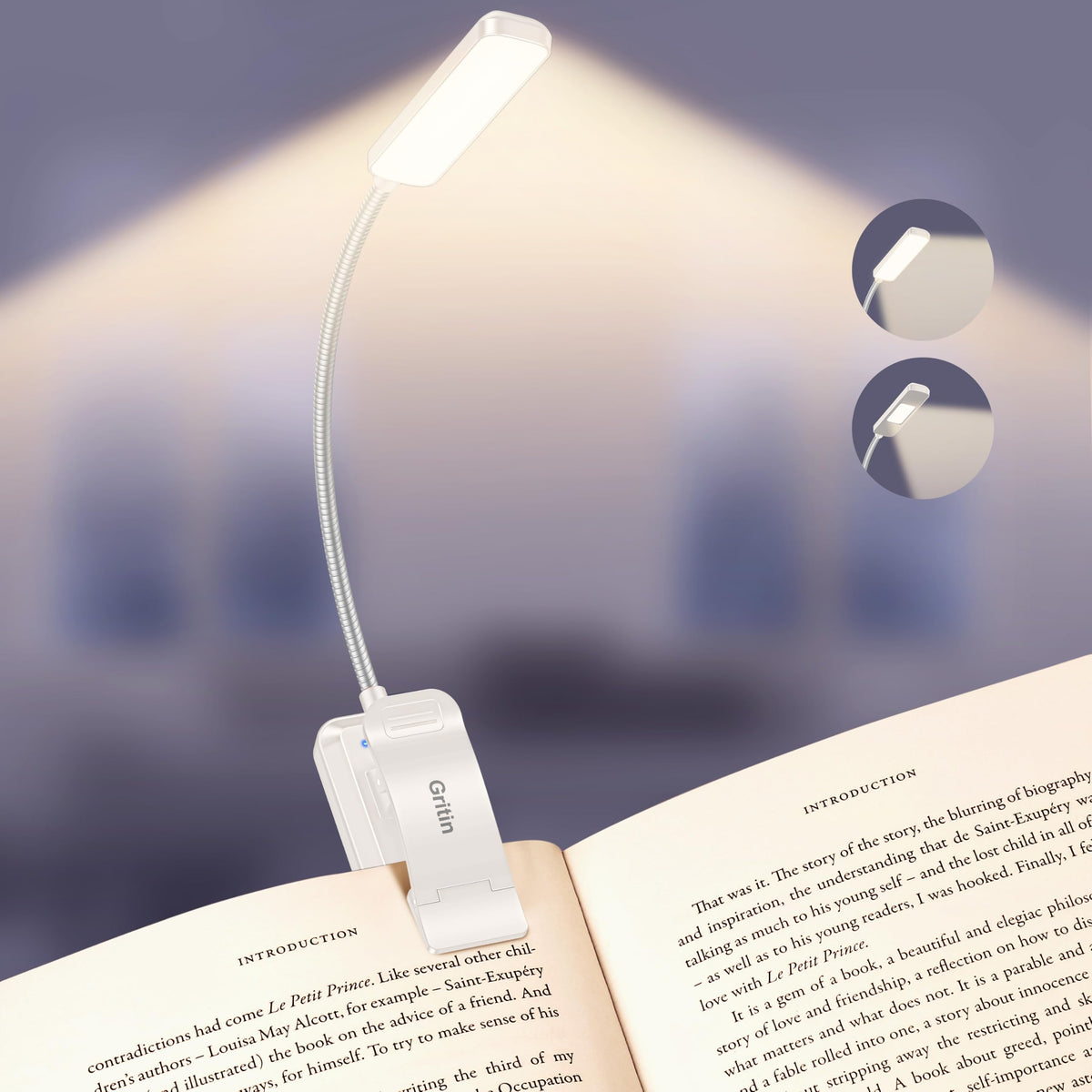 Gritin 2026 Gen 2 Book Light for Reading-30 Eye Caring Full Spectrum LED