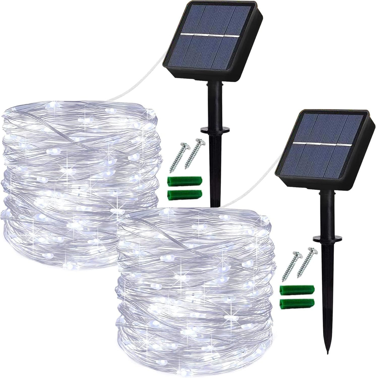 Lezonic 2Pack Solar String Lights Waterproof,12M/40Ft 120LED Garden Lights