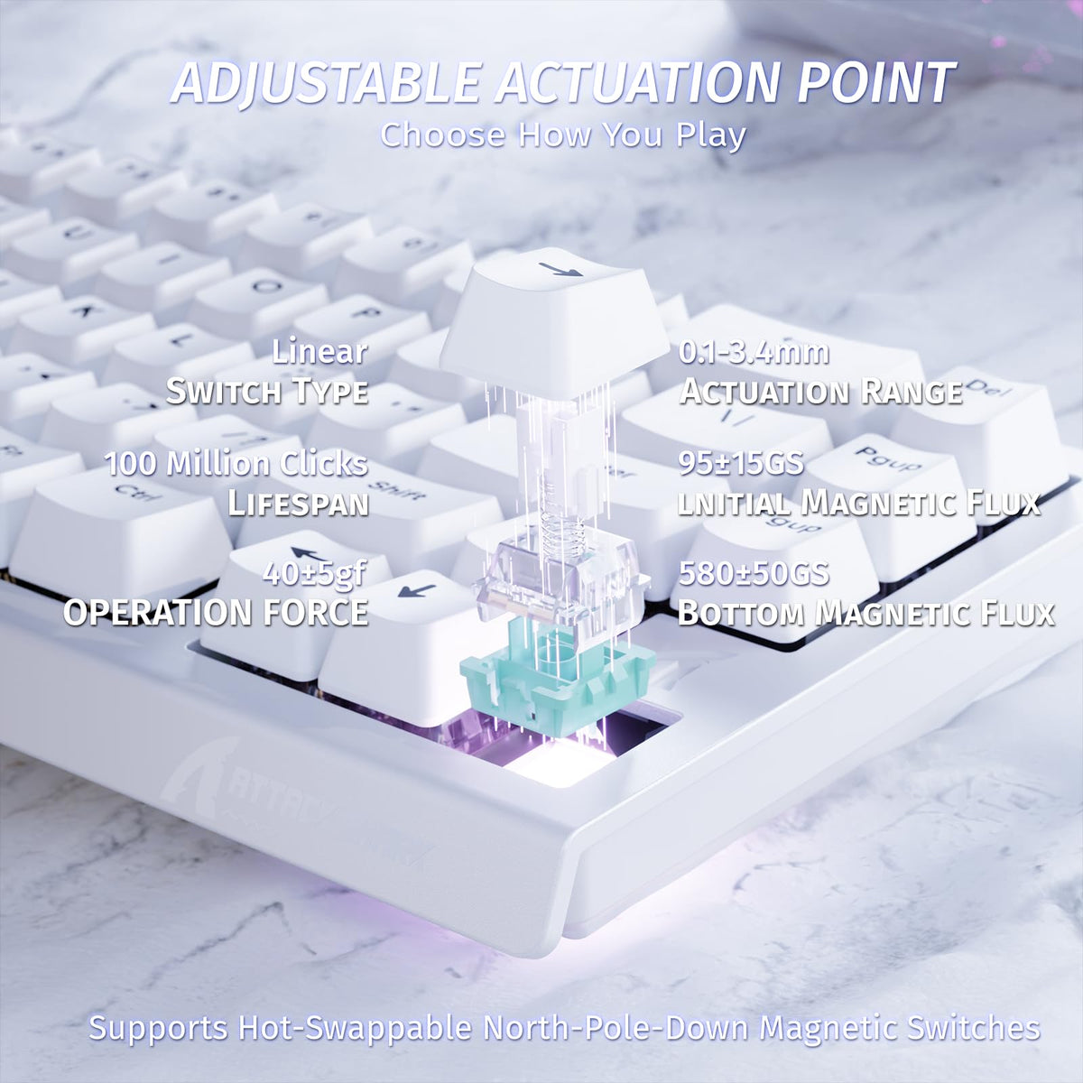 ATTACK SHARK X68 HE 8000Hz Rapid Trigger Keyboard, 0.01mm RT Accuracy Wired Gaming Keyboard with Magnetic Switch, Adjustable Actuation, Rapid Trigger, Snap Tap, RGB Lighting for PC/Mac, Black