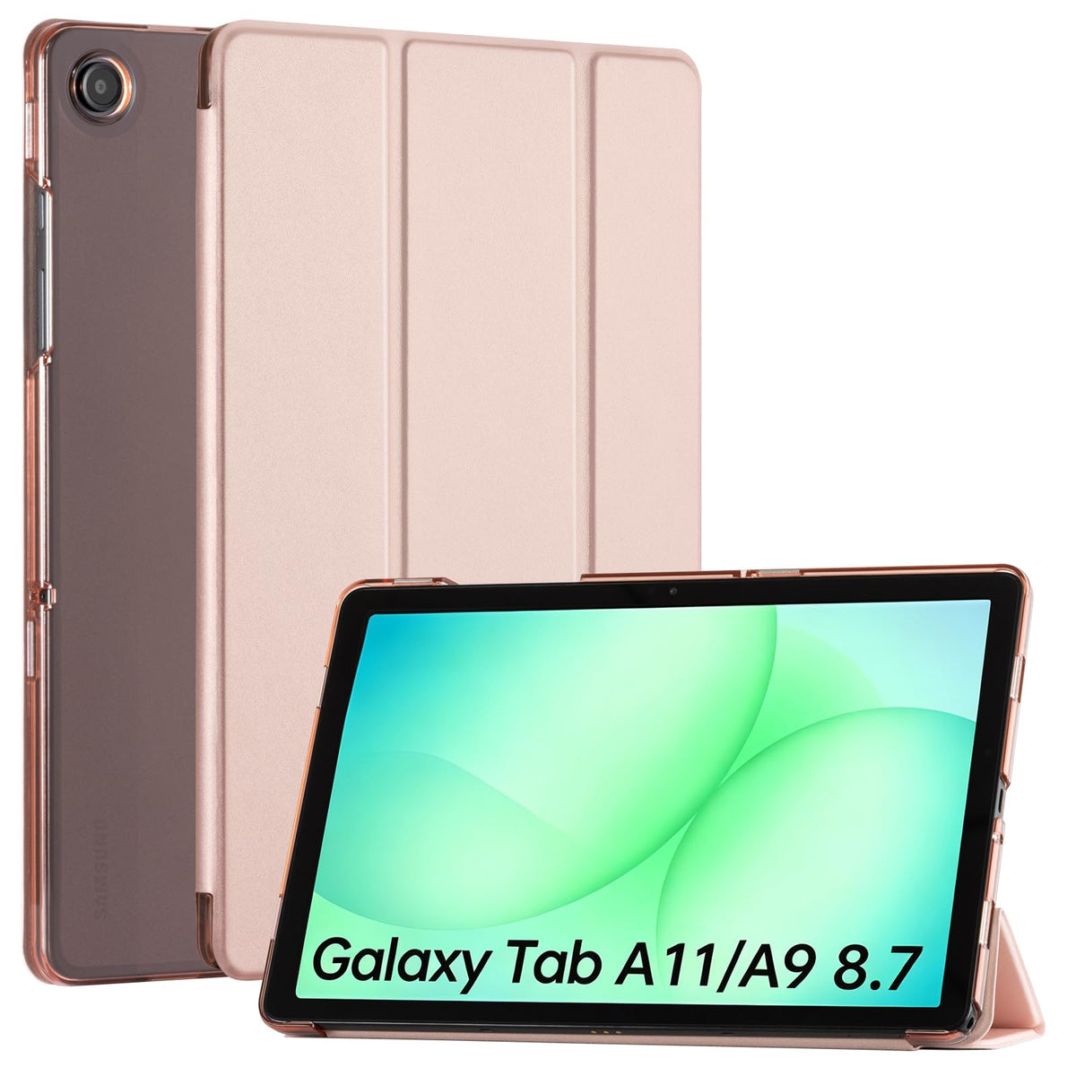 CoBak Case for Samsung Galaxy Tab A11+ Plus 11 Inch 2025/A9+ Plus 2023 - PU Leather Smart Cover with Auto Sleep/Wake for Tab A11+, Translucent Hard Shell, Multi-Viewing Angles, Green Pattern