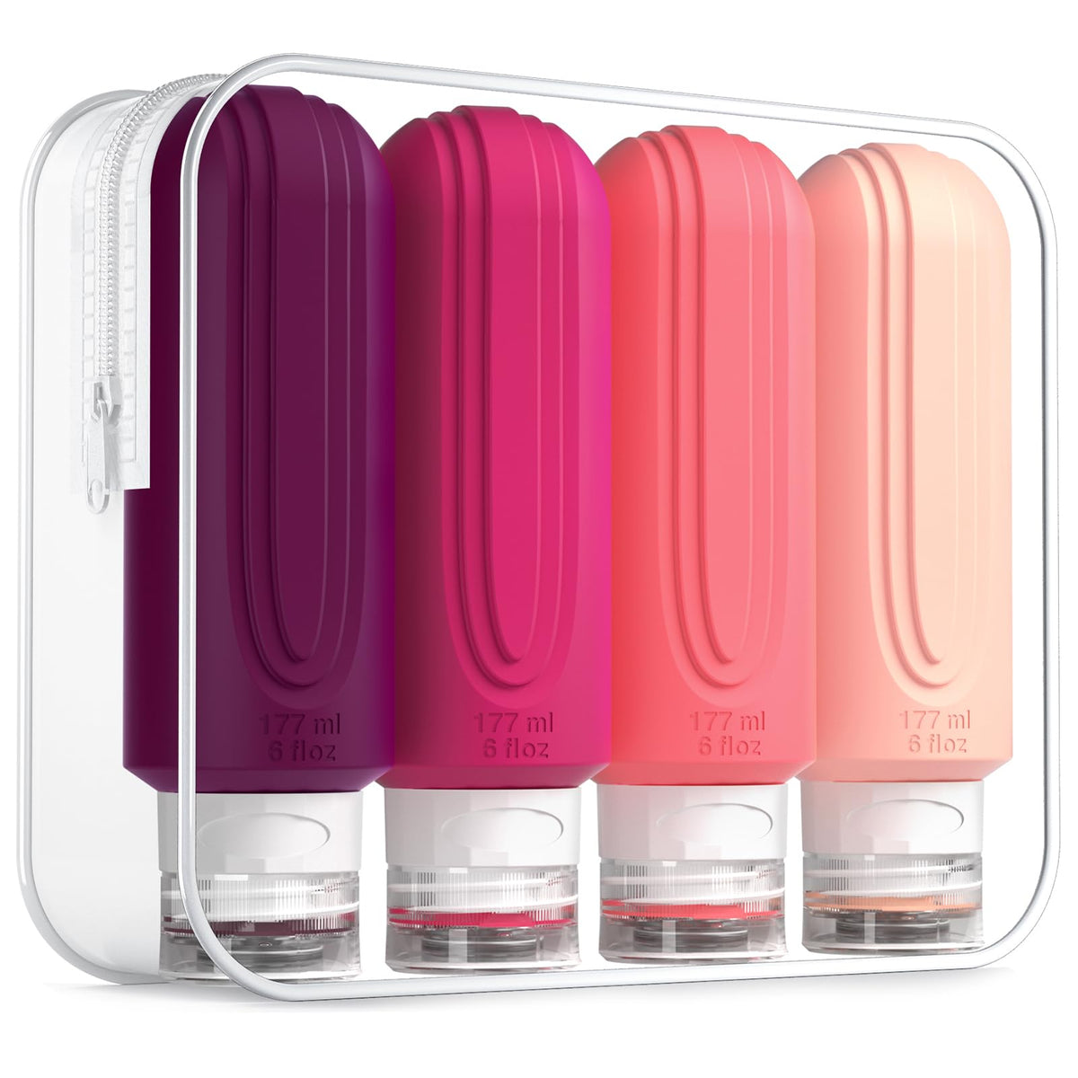 Mrsdry Travel Bottle for Toiletries, Leak Proof Silicone Travel Size 90ml Bottles Refillable Containers for Liquid Shampoo, BPA Free and TSA Approved Travel Accessories with Clear Bag (4 Pack)