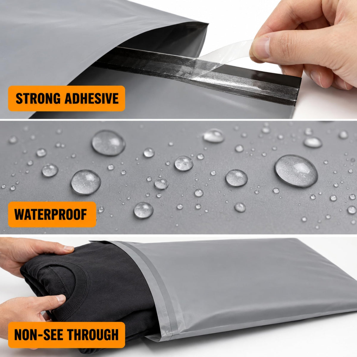 Large Postage Bags for Clothes Vinted - 25 Packs 17x24 Inch Mailing Bags, Self Seal Waterproof Parcel Bag - Heavy Duty Grey Poly Mailers for Packaging, Shipping & Delivery - (432 x 610 mm)