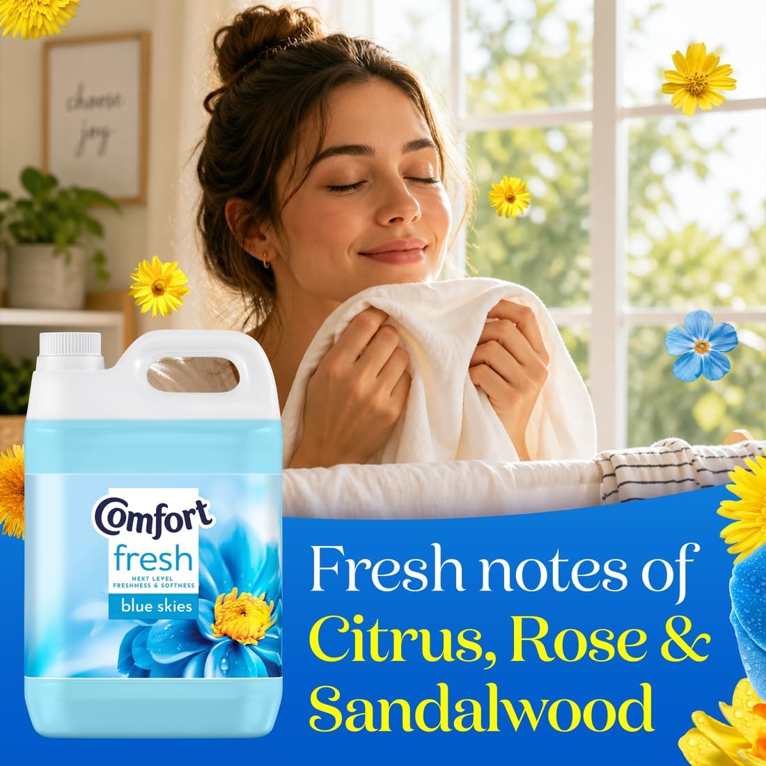 Comfort Fresh Blue Skies Fabric Conditioner Softener with Motion-Activated Fragrance Technology 100 Days of Freshness 160 washes (4.8 L)