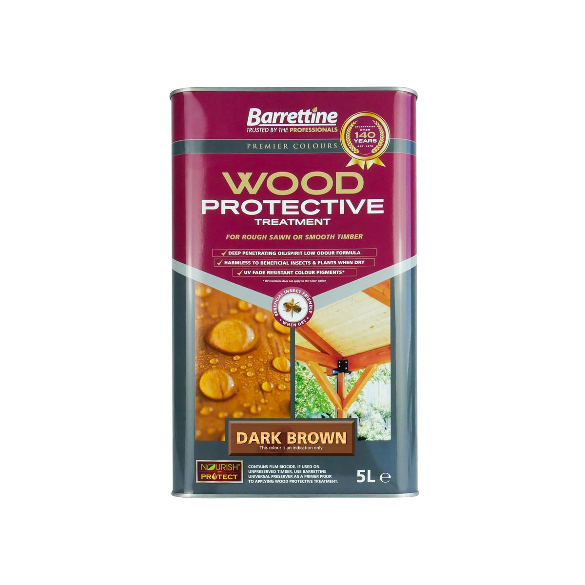 Barrettine Wood Protective Treatment (Clear, 5L) - Ideal Treatment for Outdoor Treated Timber Structures. Wood Protector Oil with Water Repellent Qualities. UV & Fade Resistant.
