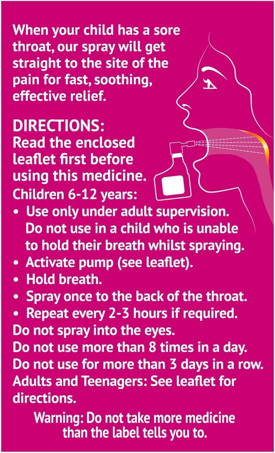 Ultra Chloraseptic Honey and Lemon, Sore Throat Pain Relief Spray 15ml