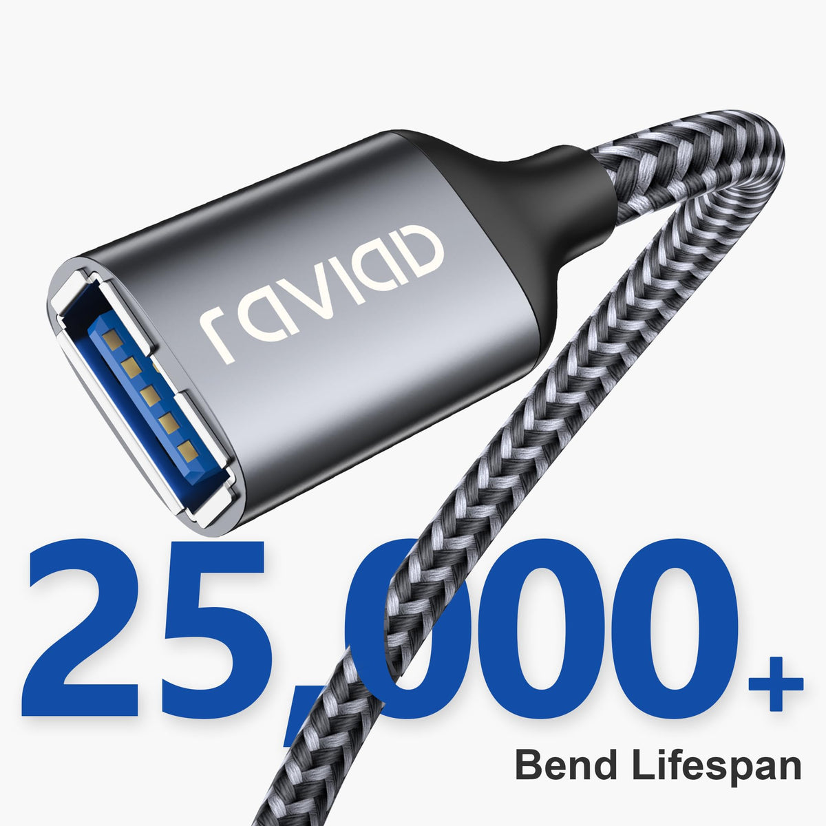 RAVIAD USB Splitter 3 Port, 1 Male to 3 Female USB 2.0 Extension Cable 1M
