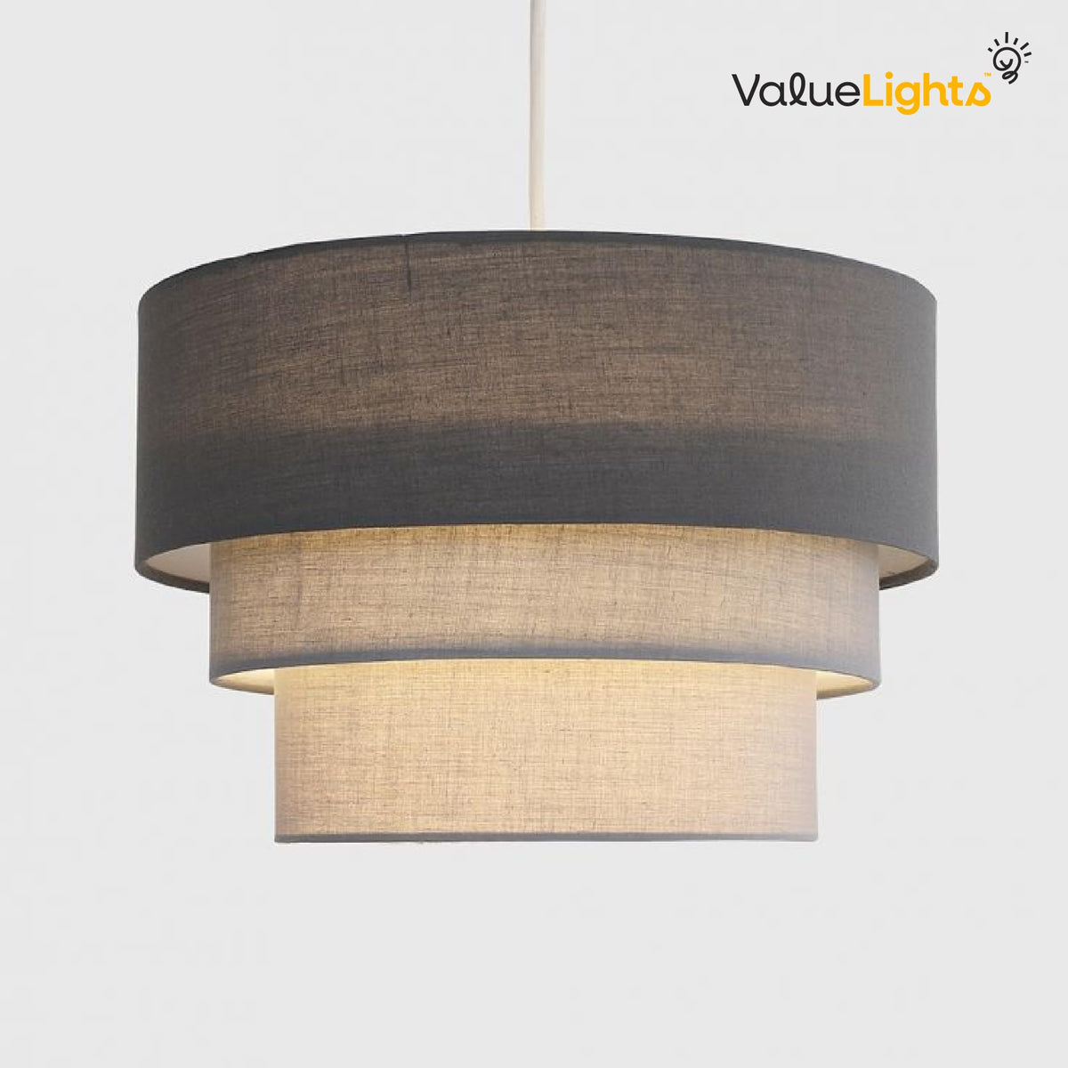 MiniSun | Round Modern 3 Tier Fabric Ceiling Pendant Light Shade in Black | Pendant Lights, Home Décor & Improvement Essential | 30cm Shade Width