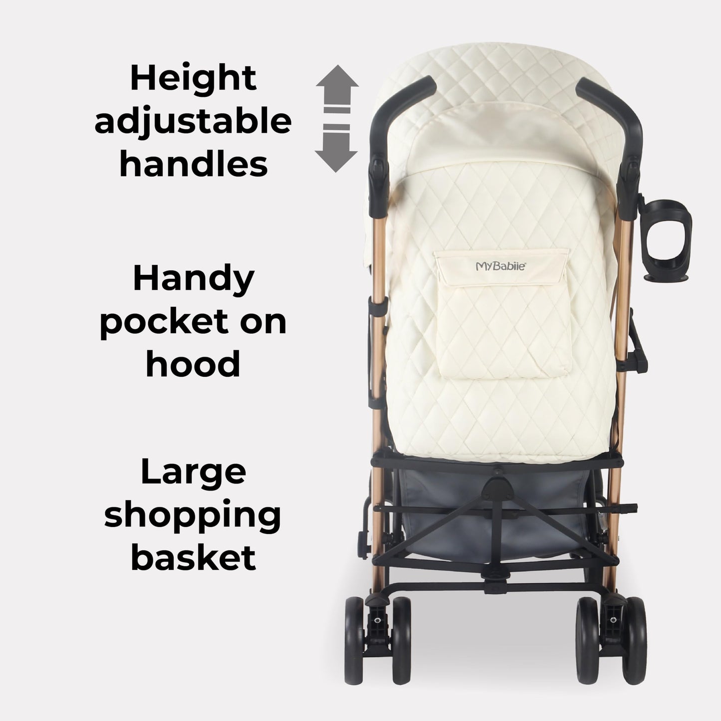 My Babiie MB51 Stroller – from Birth to 4 Years (22kg), Lightweight, Umbrella Fold, Travel Buggy for Toddlers, Pushchair Includes Footmuff, Cup Holder, Rain Cover - Blush Pink