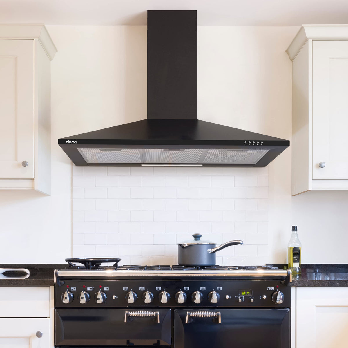 CIARRA 90cm Wall-Mount Cooker Hood 370m³/h Ducting & Recirculation CAS9201A