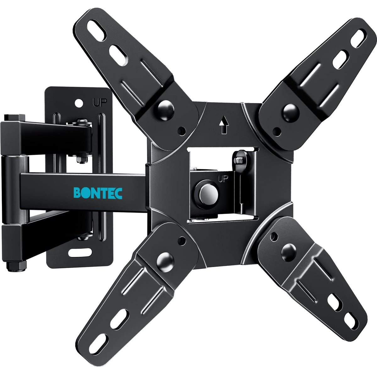 BONTEC TV Wall Bracket for Most 13-42 Inch TV, Adjustable TV Wall Mount, Tilt, Swivel, 360°Rotation, VESA 200x200mm up to 20kg, Universal TV Mount with Safety Screws, Bubble Level, Cable Ties Included