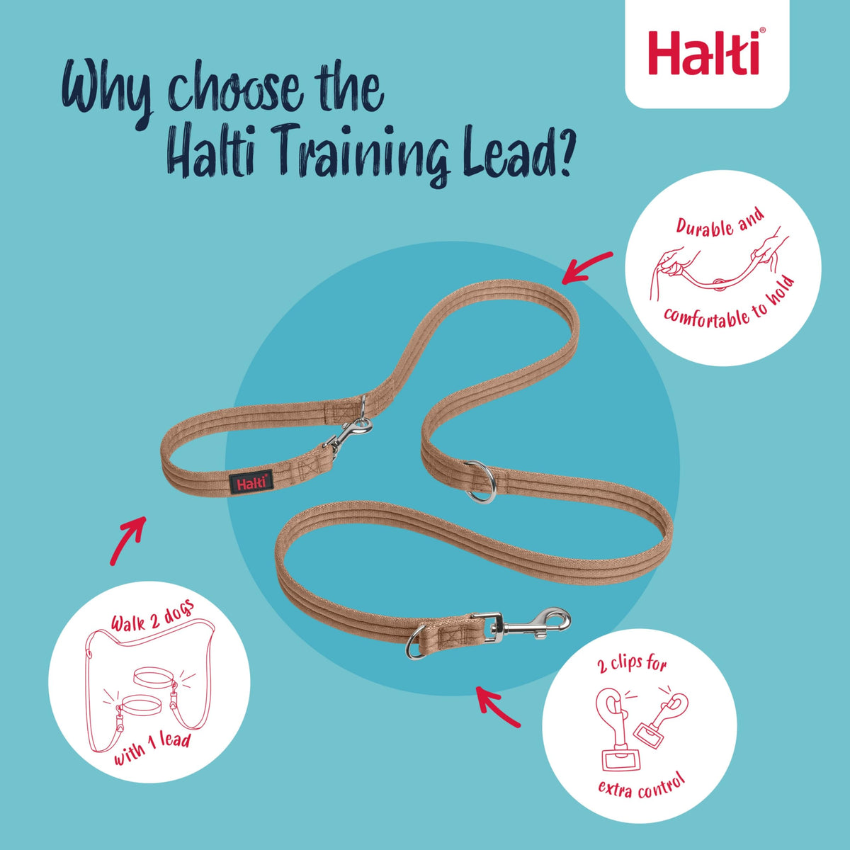 Halti Training Lead for Dogs | Size Small, Black, 2m