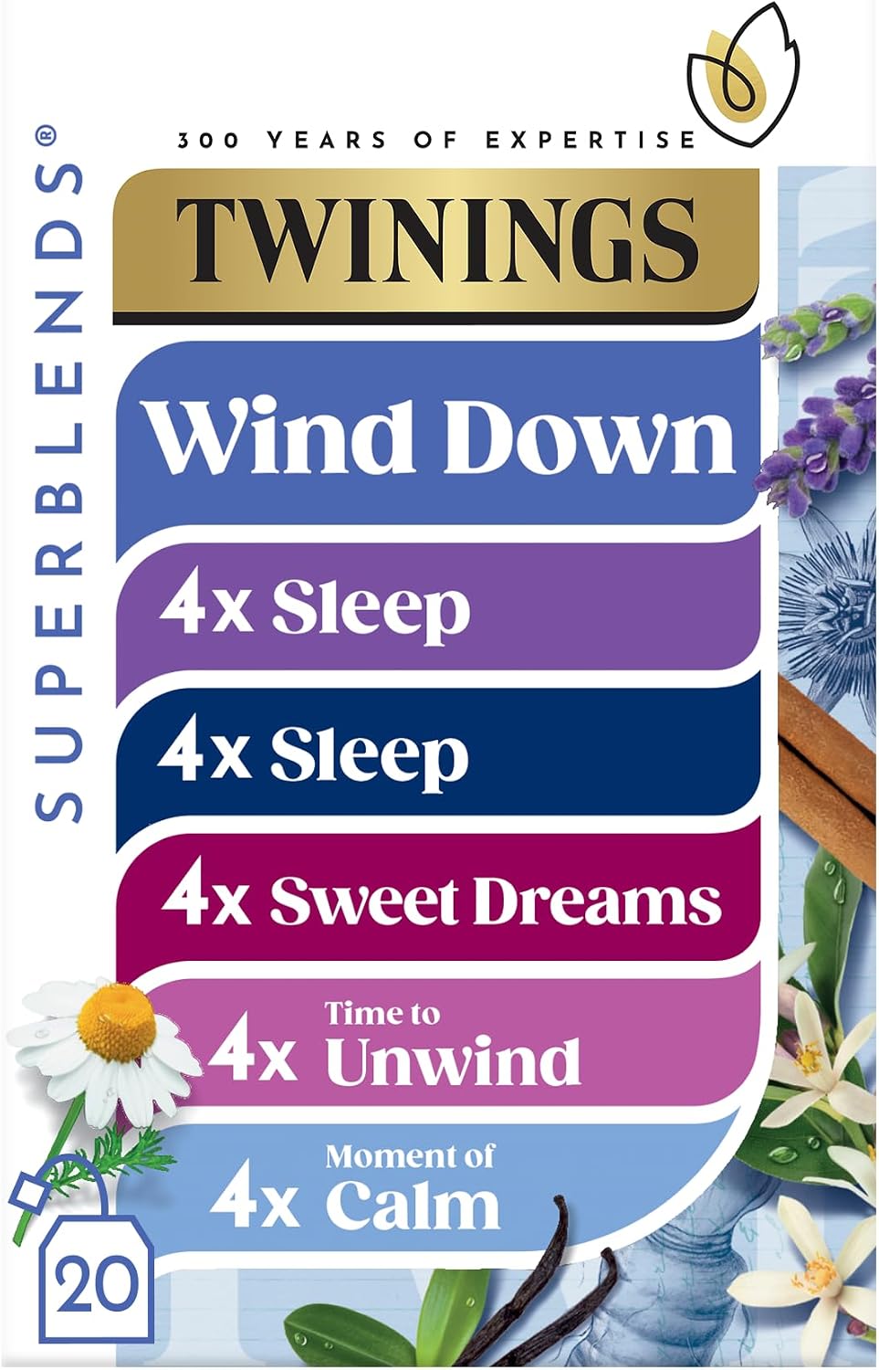 Twinings Superblends Wind Down Tea Collection Pack, 20 Tea Bags