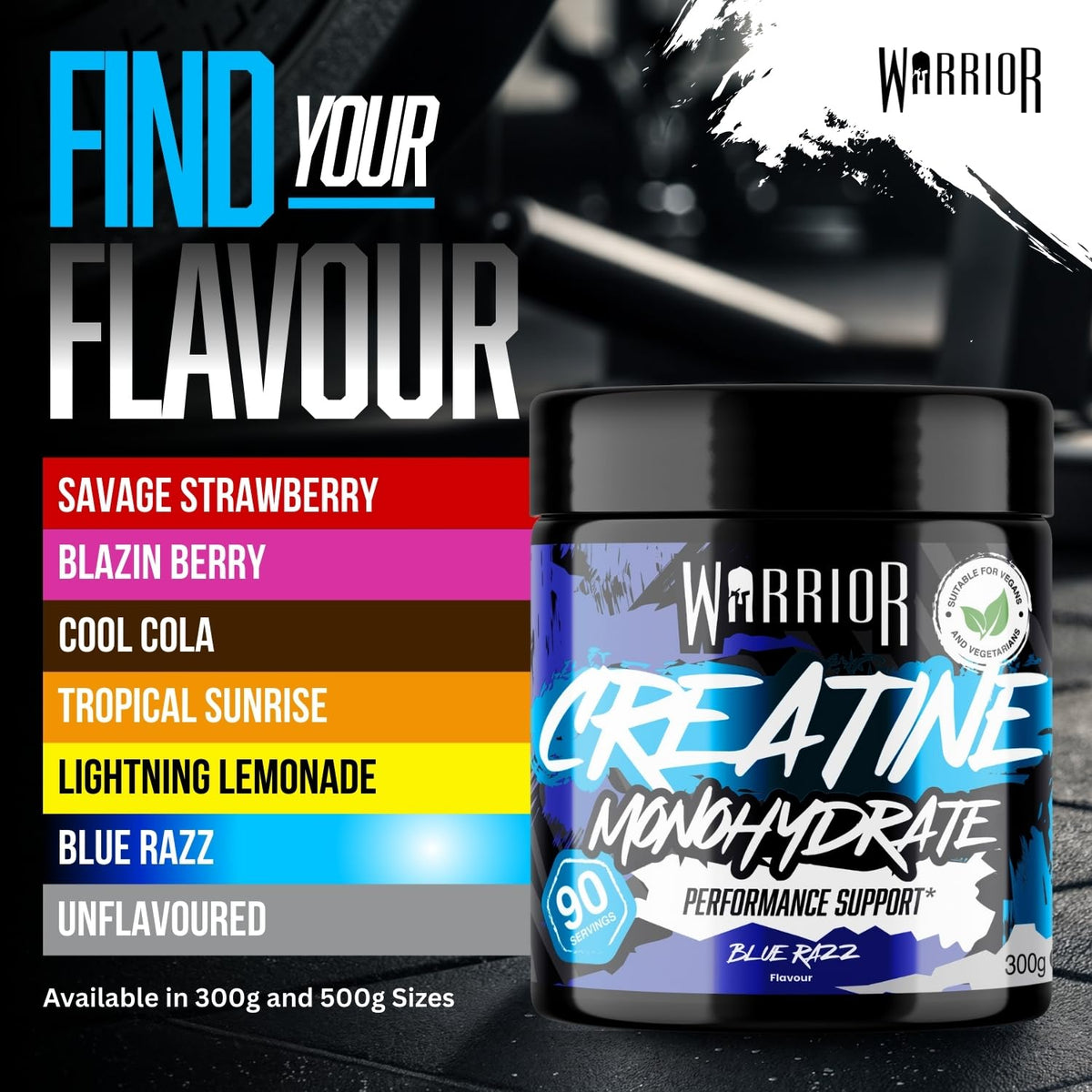 Warrior Creatine Monohydrate Powder 500g Pure Micronised (166 Servings)