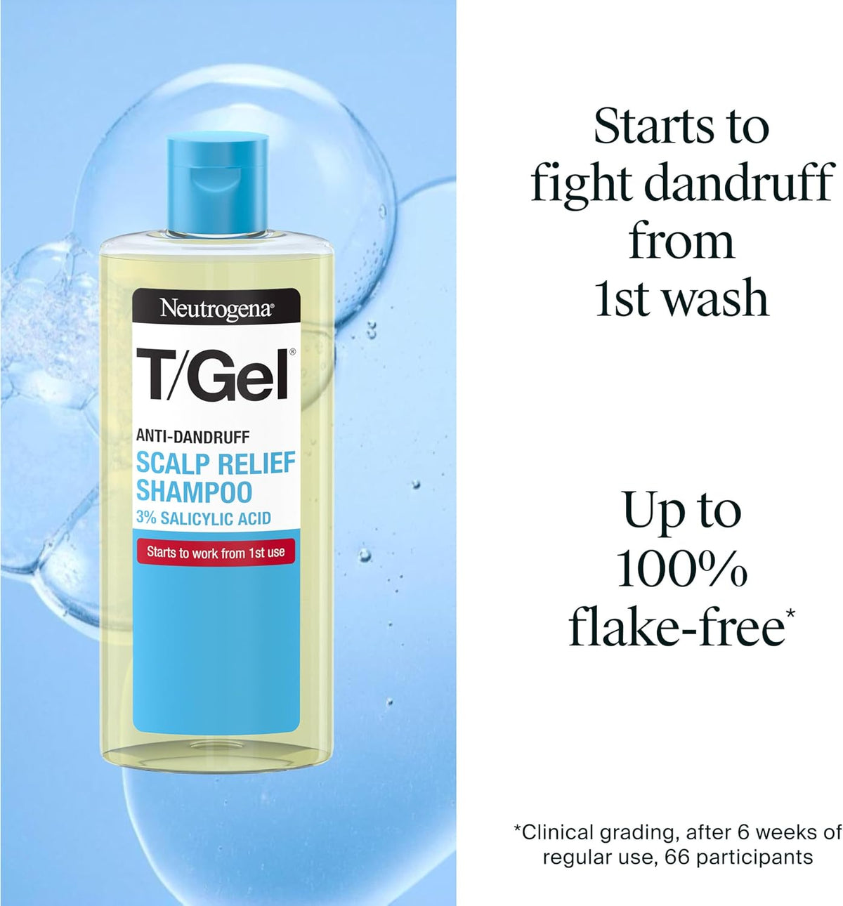 Neutrogena T/Gel Scalp Relief Anti-Dandruff Shampoo (250ml) With 3% Salicylic Acid, Suitable for Those Prone to Scalp Psoriasis and Seborrhoeic Dermatitis,Packaging may vary