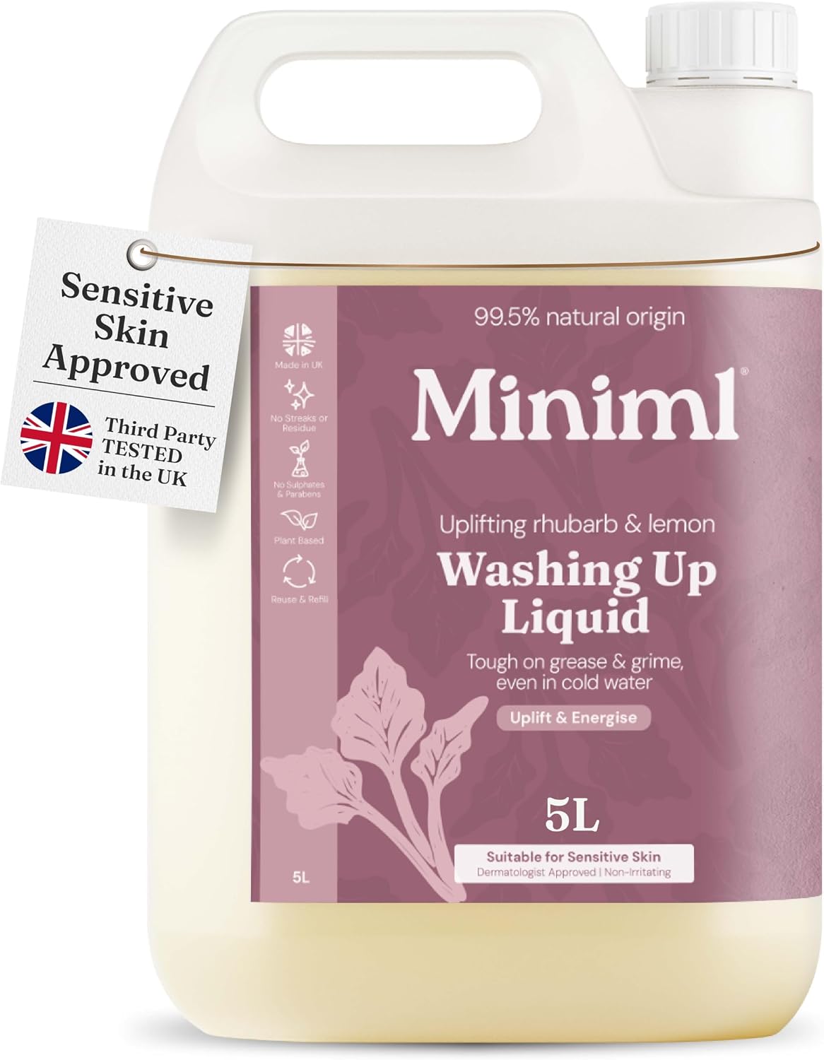 Miniml Eco Washing Up Liquid 5L Refill – Wild Rhubarb & Lemon