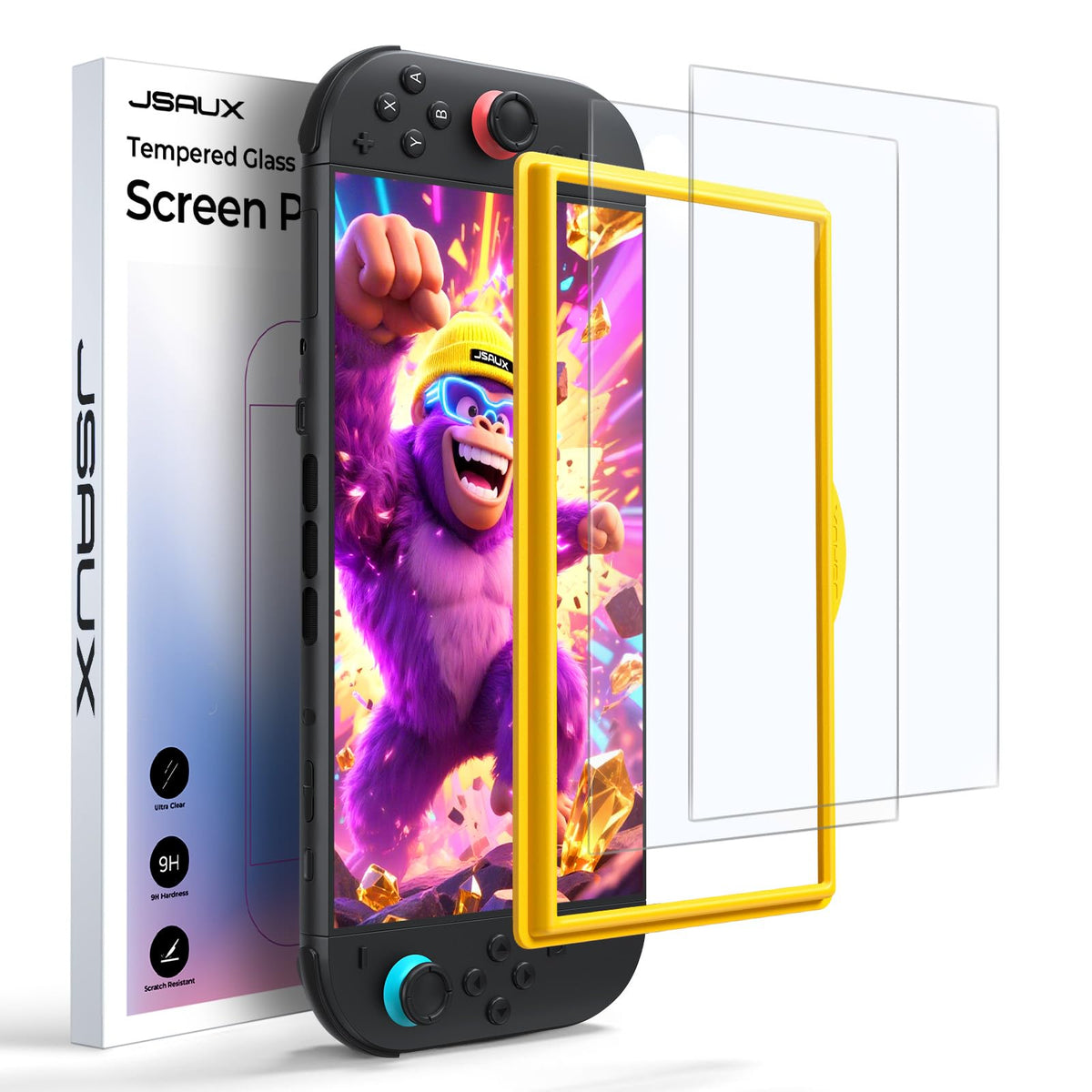 JSAUX Obsidian AR Screen Protector for Nintendo Switch 2,1-Pack