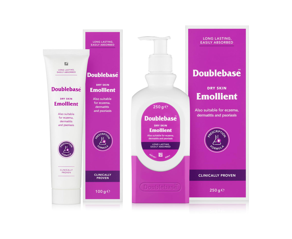 Doublebase Dry Skin Emollient. Clinically Proven Moisturiser for Eczema, Psoriasis and Dermatitis Treatment. Body Cream for Dry Skin Relief (Packaging May Vary), 250g Pump Pack