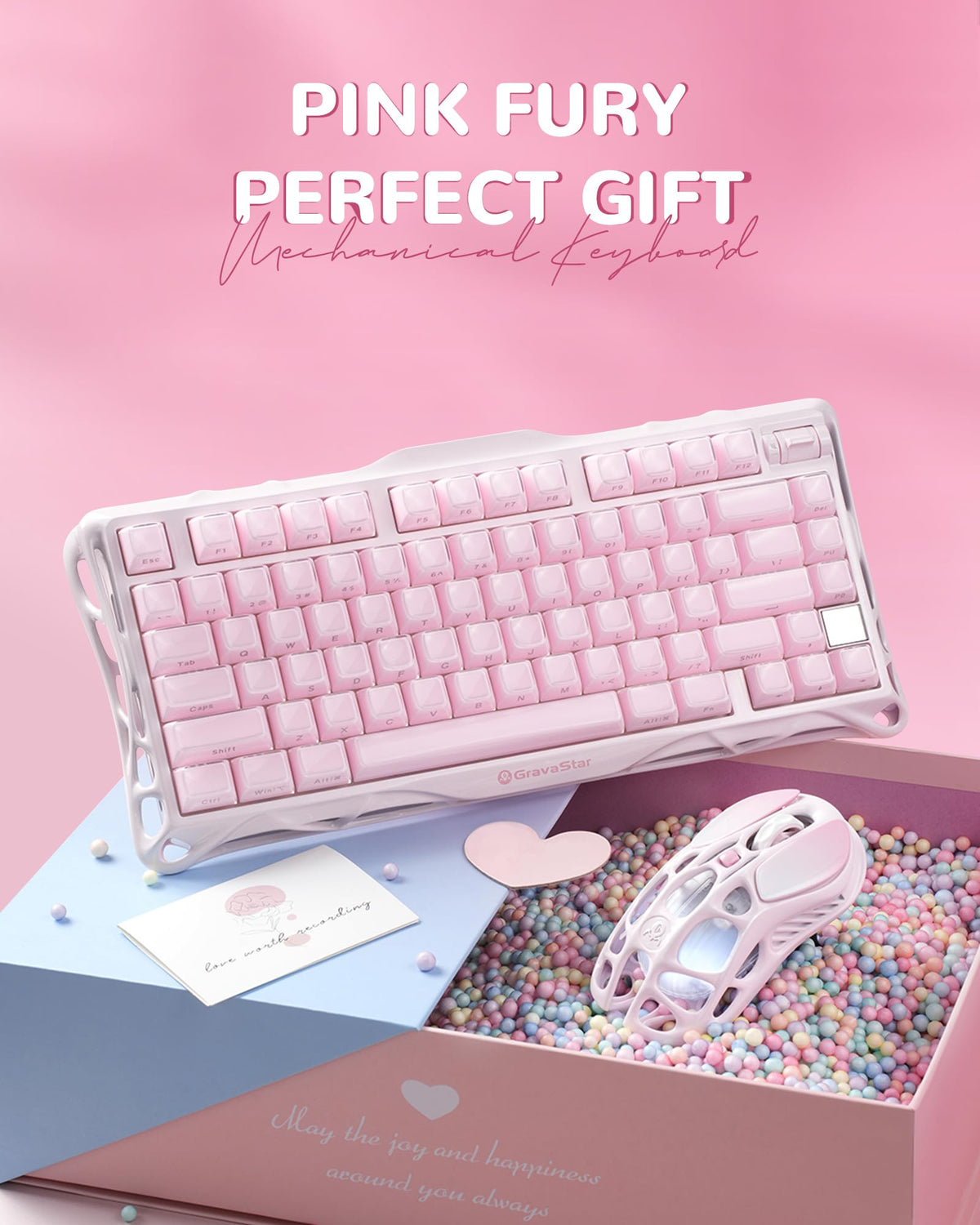 GravaStar Mercury K1 Mechanical Keyboard with Aluminium Frame, 75% Wireless Gaming Keyboard, Hot Swap Custom Keyboard with Button, Gasket, RGB Tri-Mode Keyboard, PBT Keycaps, 8000 mAh White