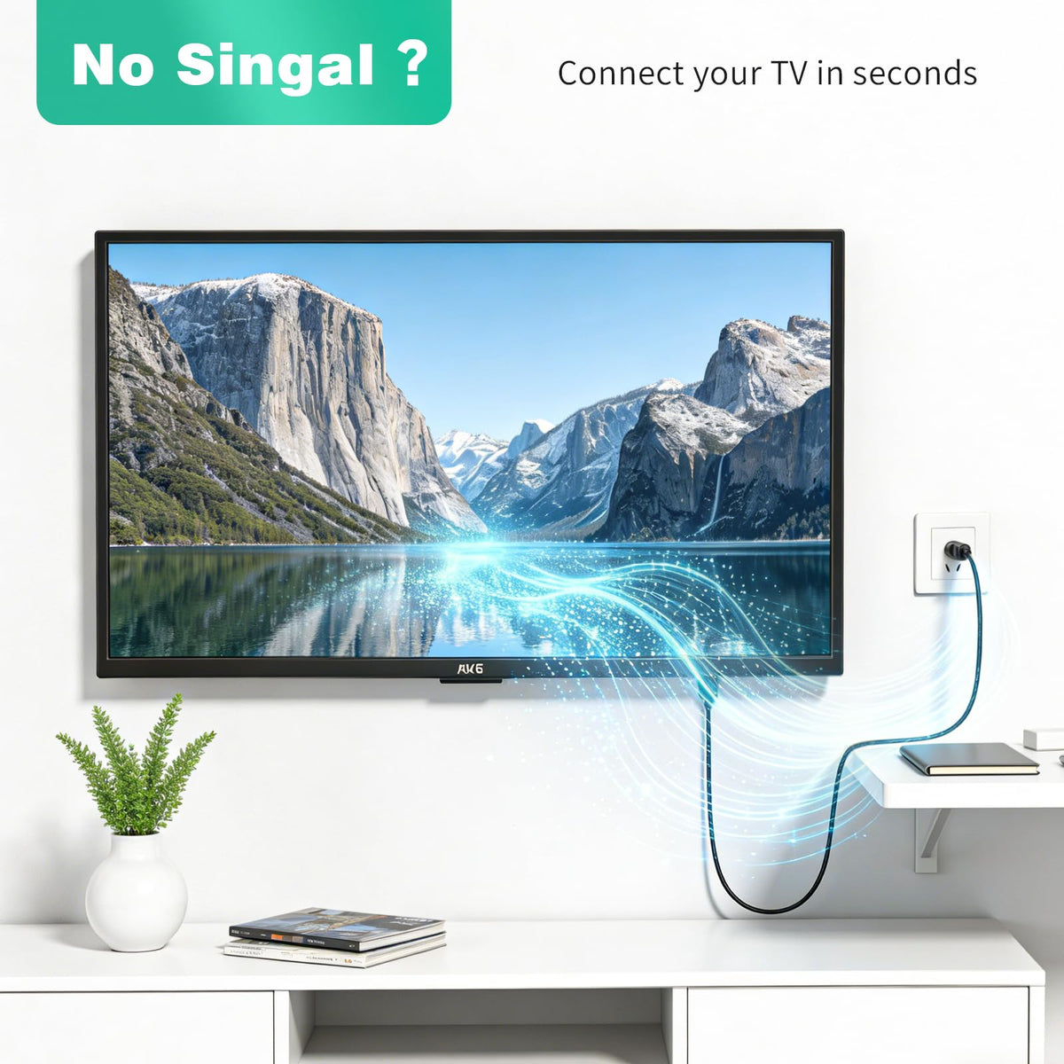 Ancable TV Aerial Cable with Coaxial Adapter 1M Black TV Ariel Lead