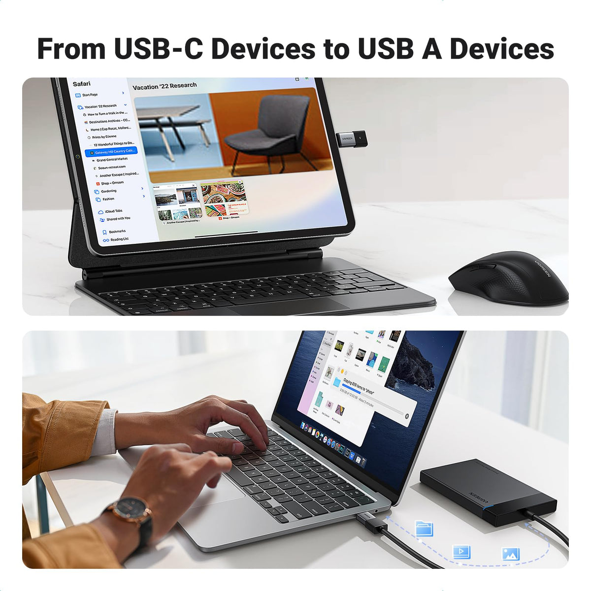 UGREEN USB to USB C Adapter 10Gbps for iPhone, iPad, MacBook, Galaxy 4 Pack