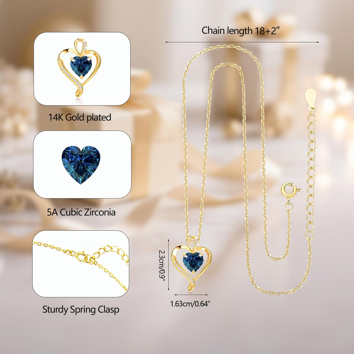 LAVUMO Heart Necklace for Women 925 Sterling Silver Love Pendant Jewellery