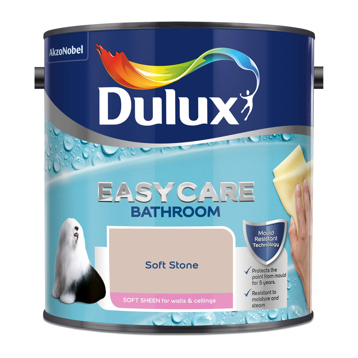 Dulux 5275836 Easycare Bathroom Soft Sheen Emulsion Paint For Walls And Ceilings - Mossy Stone 2.5L