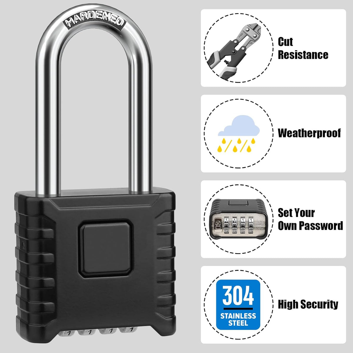 Diyife Large Heavy Duty Combination Padlocks Outdoor, 52mm Weatherproof