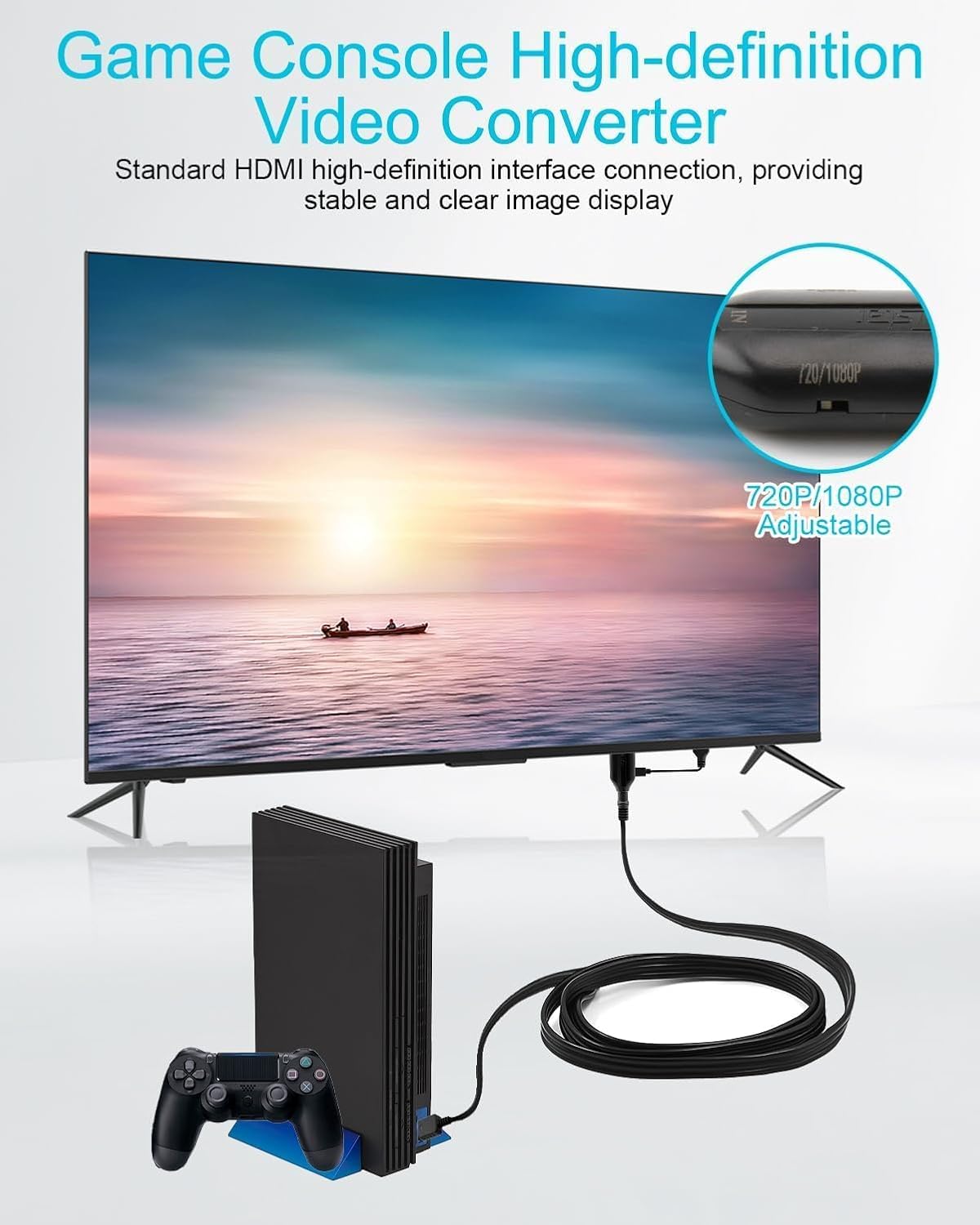 PS1/PS2 to HDMI Adapter HD Cable for Game Consoles Projector Monitor TV
