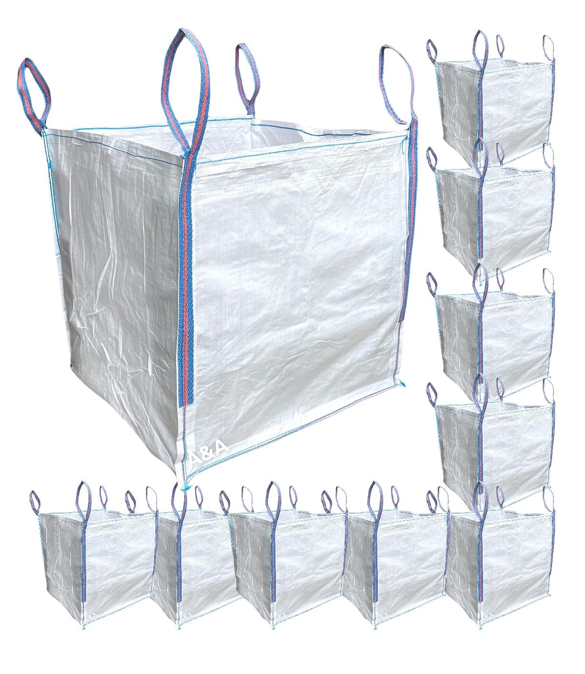 A&A SUPPLIES UK - 1 Tonne Builders Bag 85 x 85 x 85cm FIBC Bulk Jumbo Ton Bags Garden Waste Sack Rubbish Heavy Duty Industrial Woven Material Skip Storage (1 BAG)
