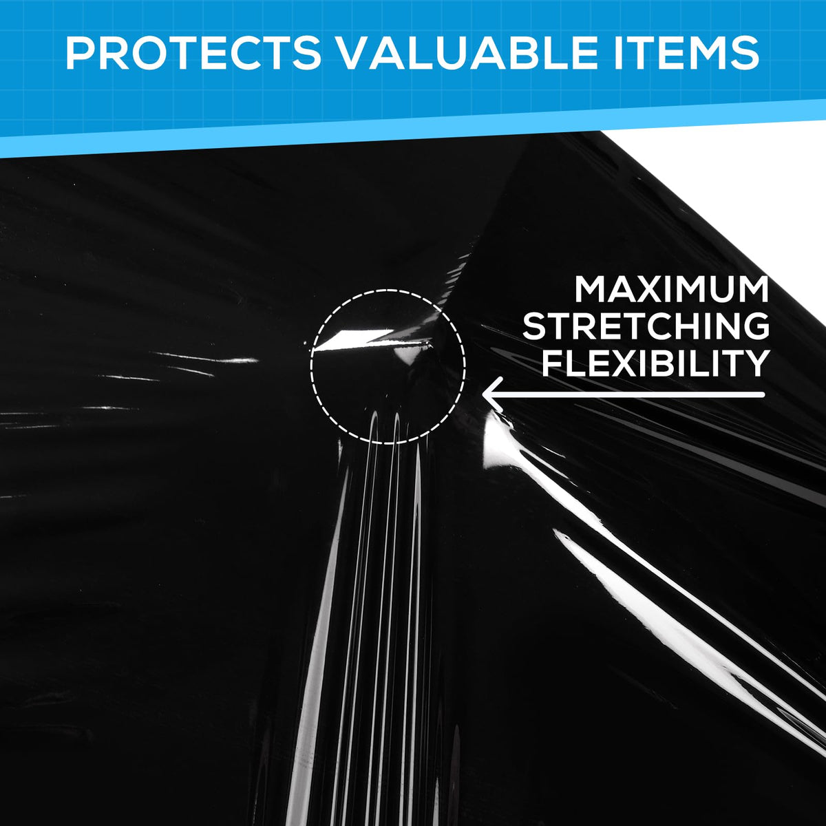 Rainberg Strong Heavy-Duty Stretch Film for Pallet Wrapping, Packaging and Moving for Furniture, Luggage, and Parcels, Water & Moisture Proof Pallet Stretch Shrink Wrap rolls 400mm x 250m (Black, 6)