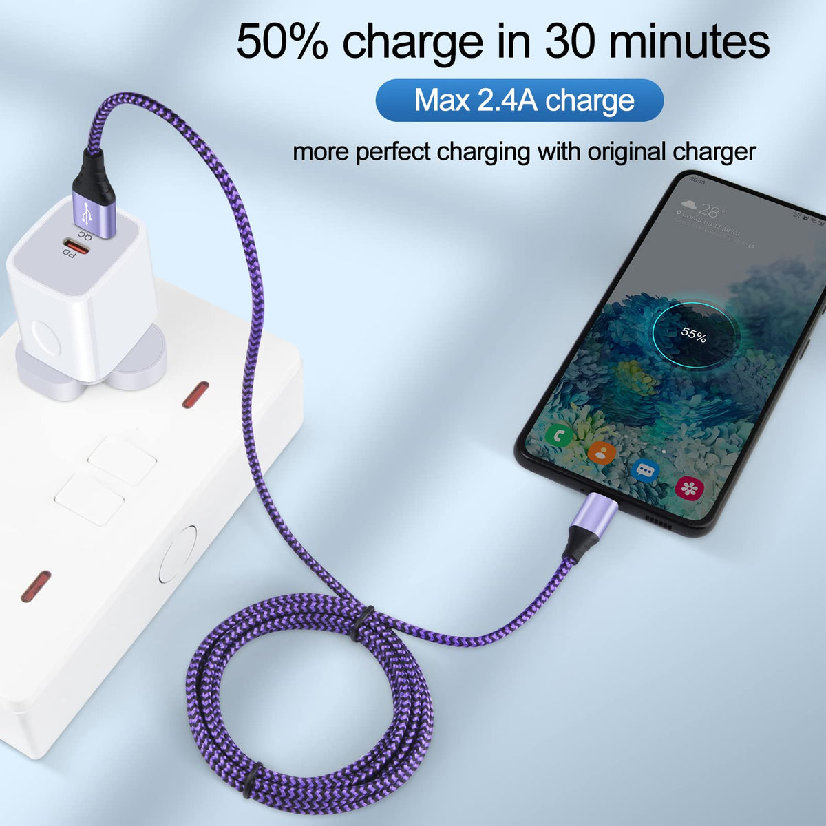 USB C Cable, 6FT/4Pack USB A to USB C Charge Lead Fast Charge Cord