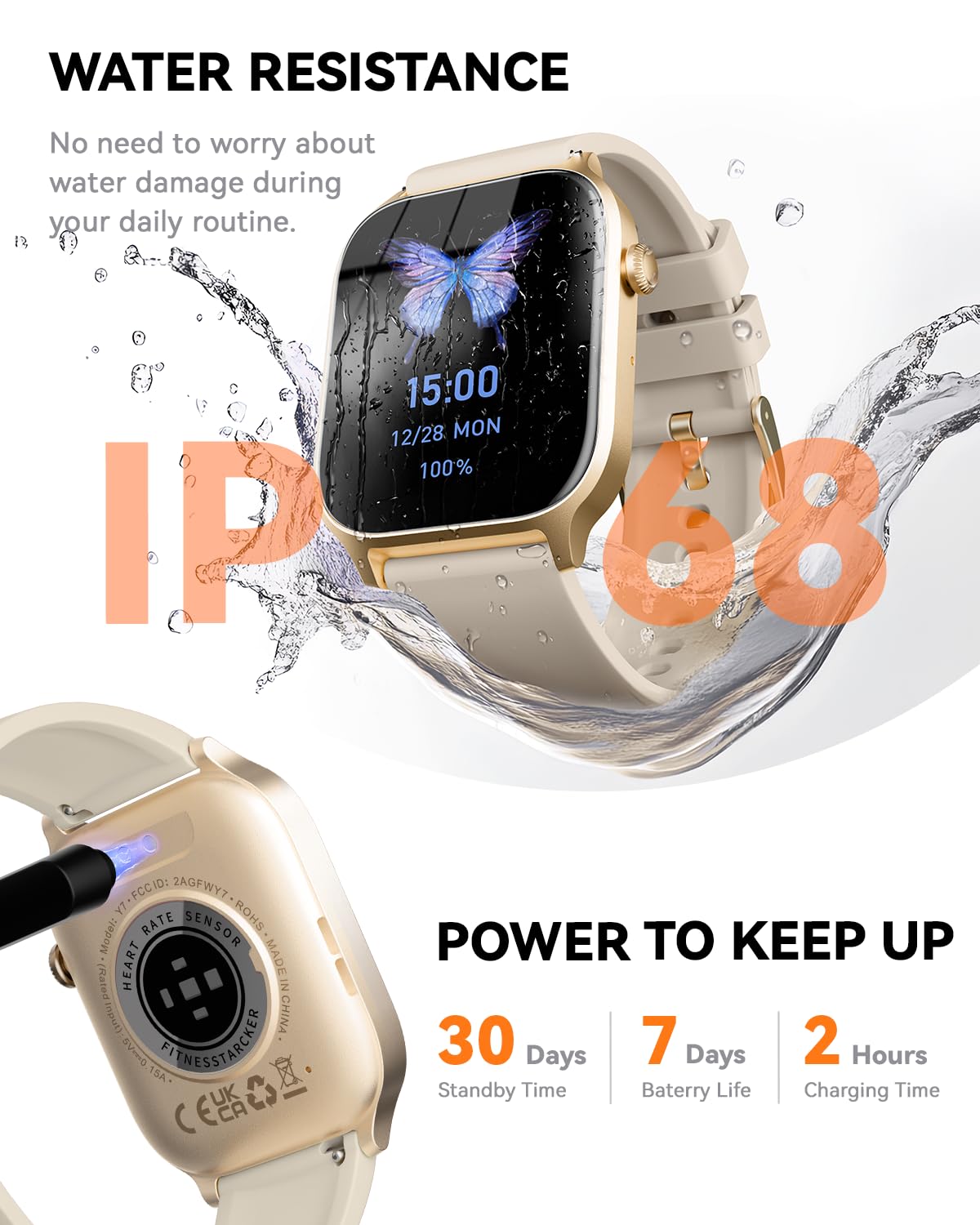 Smart Watch for Men Women- Answer/Make Call, 2024 IP68 Waterproof Fitness Tracker Watch with Sleep Step Counter Activity Smartwatch for Samsung Android iPhone iOS (Black-Blue, 1.83)