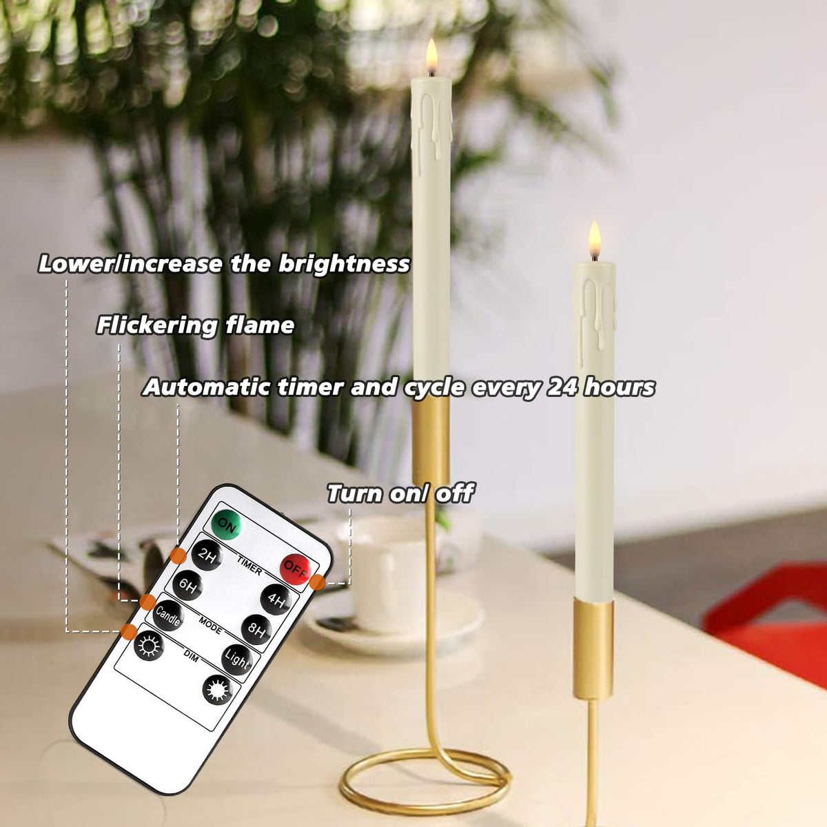 LIVEN Flickering Flameless Candles Battery Operated with Remote,Led Pillar Candles with Realistic Moving Wick Candles for Halloween,Christmas,Home Decor Pack of 12 (D2.2 xH 5" 6" 7")(White)