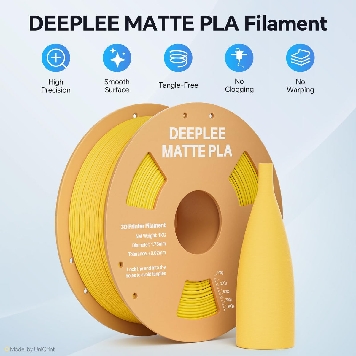 DEEPLEE Matte PLA Filament 1.75mm Matte White 1kg