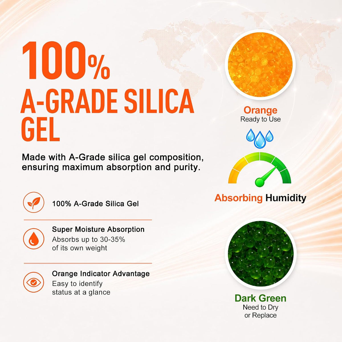 1.2LBS Fonday Premium Moisture Indicating Silica Gel Desiccant Beads