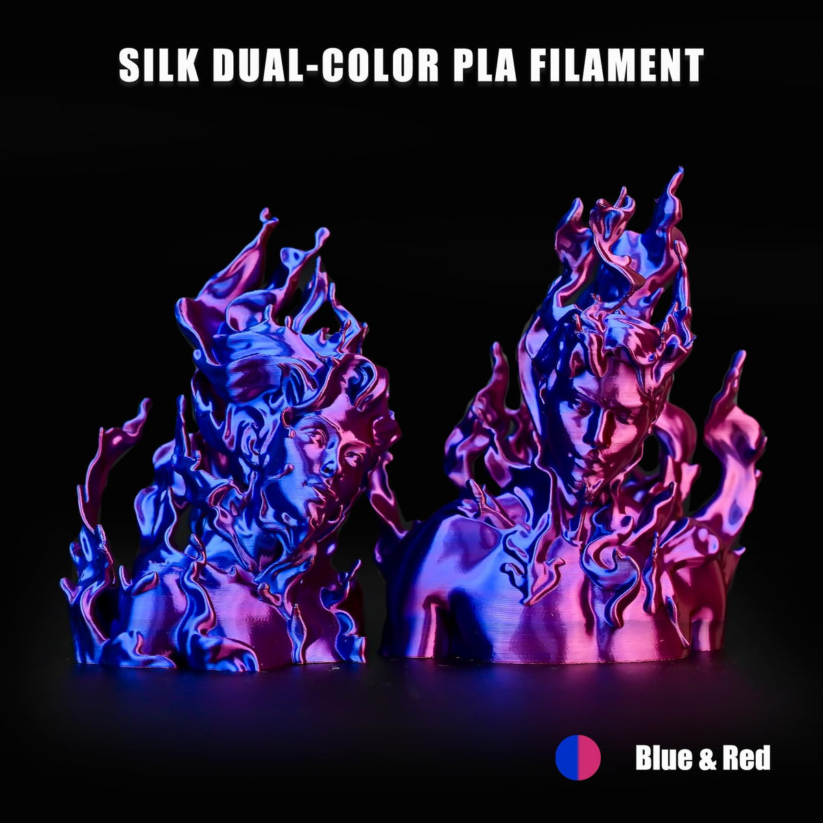 Silk Tri Colour PLA Filament 1.75mm 1kg, Multicolor 3D Printer Filament, Filament 3D Printing Materials for Most FDM 3D Printer, Silk PLA Red Yellow Blue, Rainbow PLA Filament 1.75mm ± 0.02