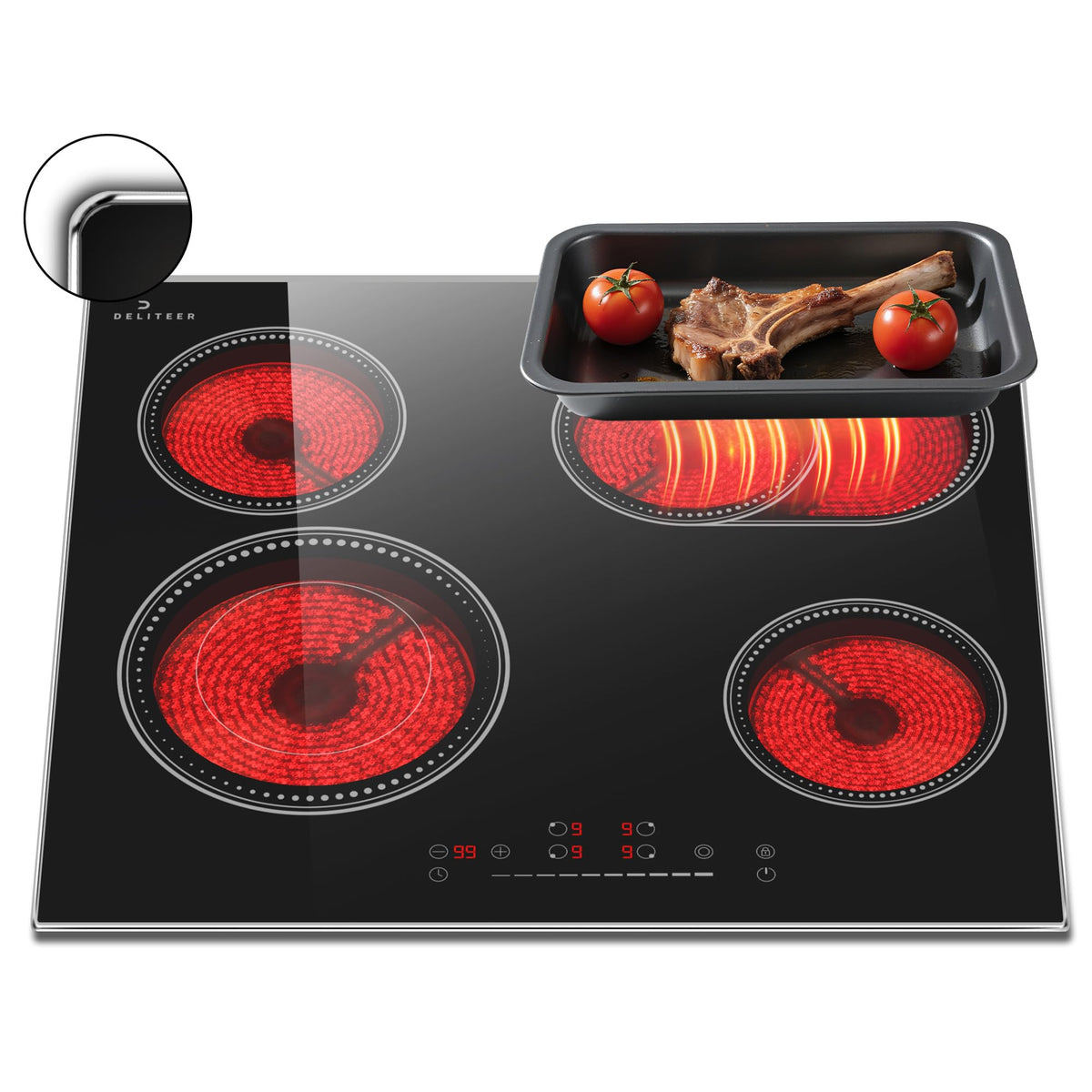 White Induction Hob 4 Ring Plug in, 2800W Electric Hob 13amp