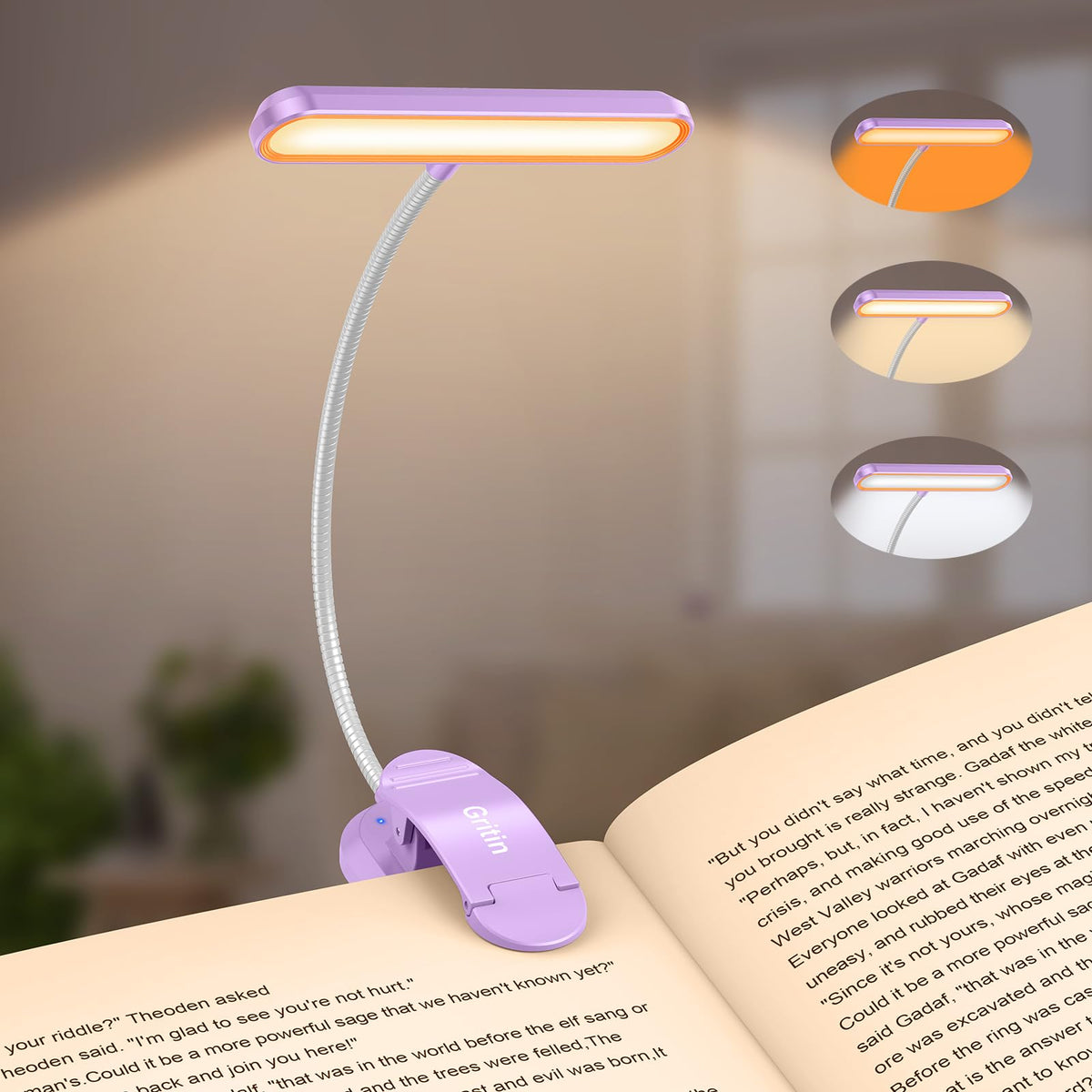 Gritin 19 LED Rechargeable Book Light for Reading in Bed - Memory Function